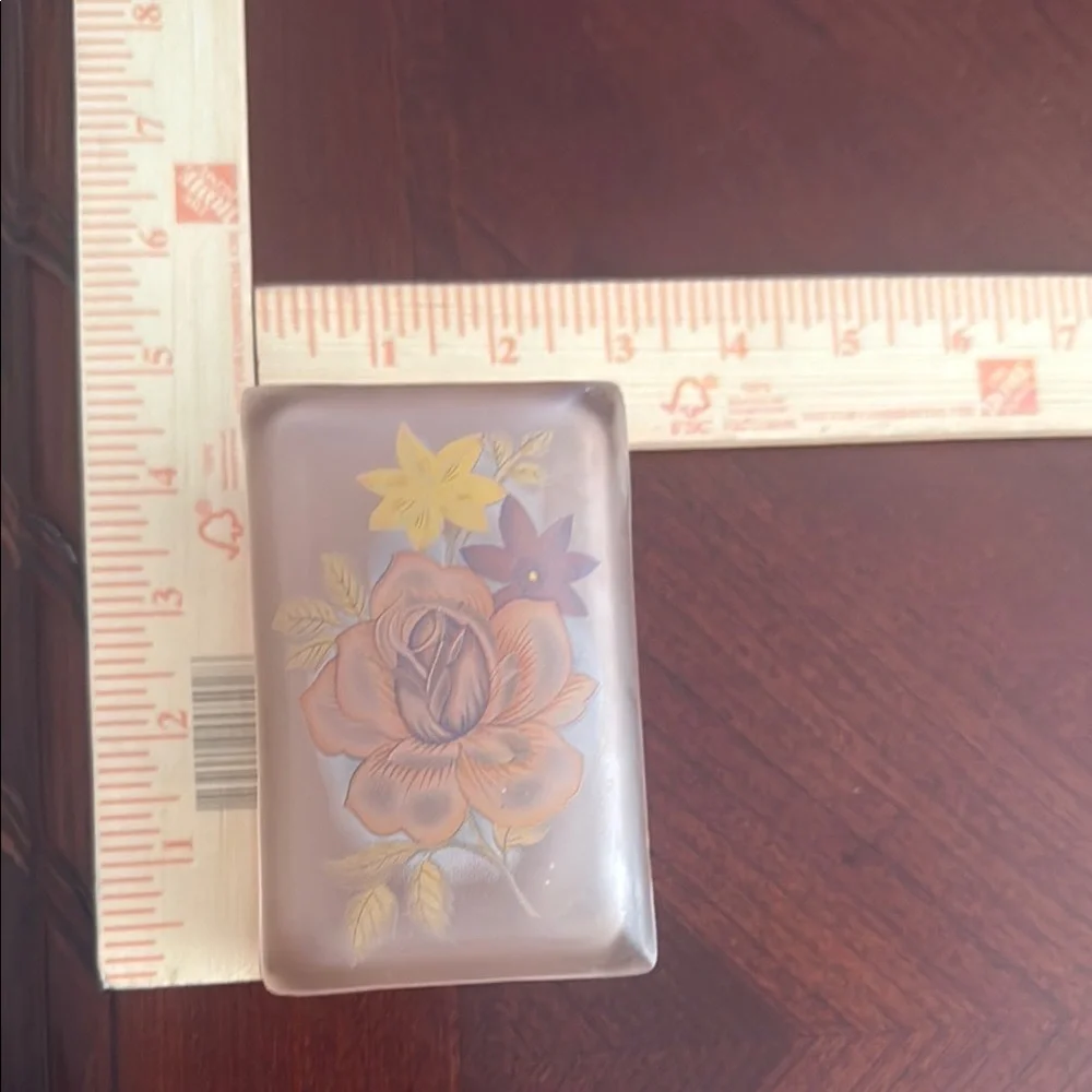 Vintage 60s Elegant Floral translucent gold trim cigarette, misc or trinket box